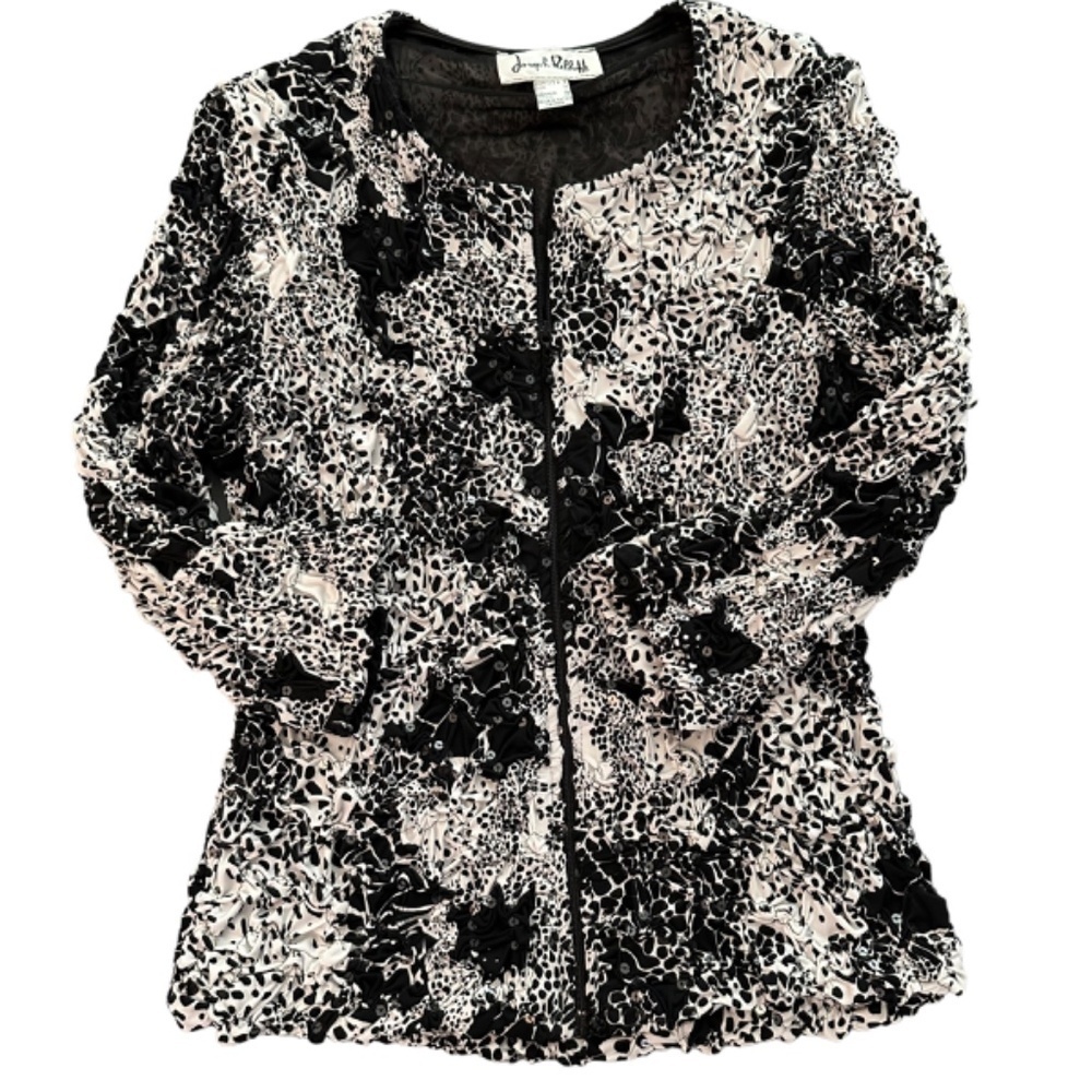 Joseph Ribkoff Textured Stretchy Sequin Embellished Zip Front Jacket Womens 8 - Picture 16 of 16
